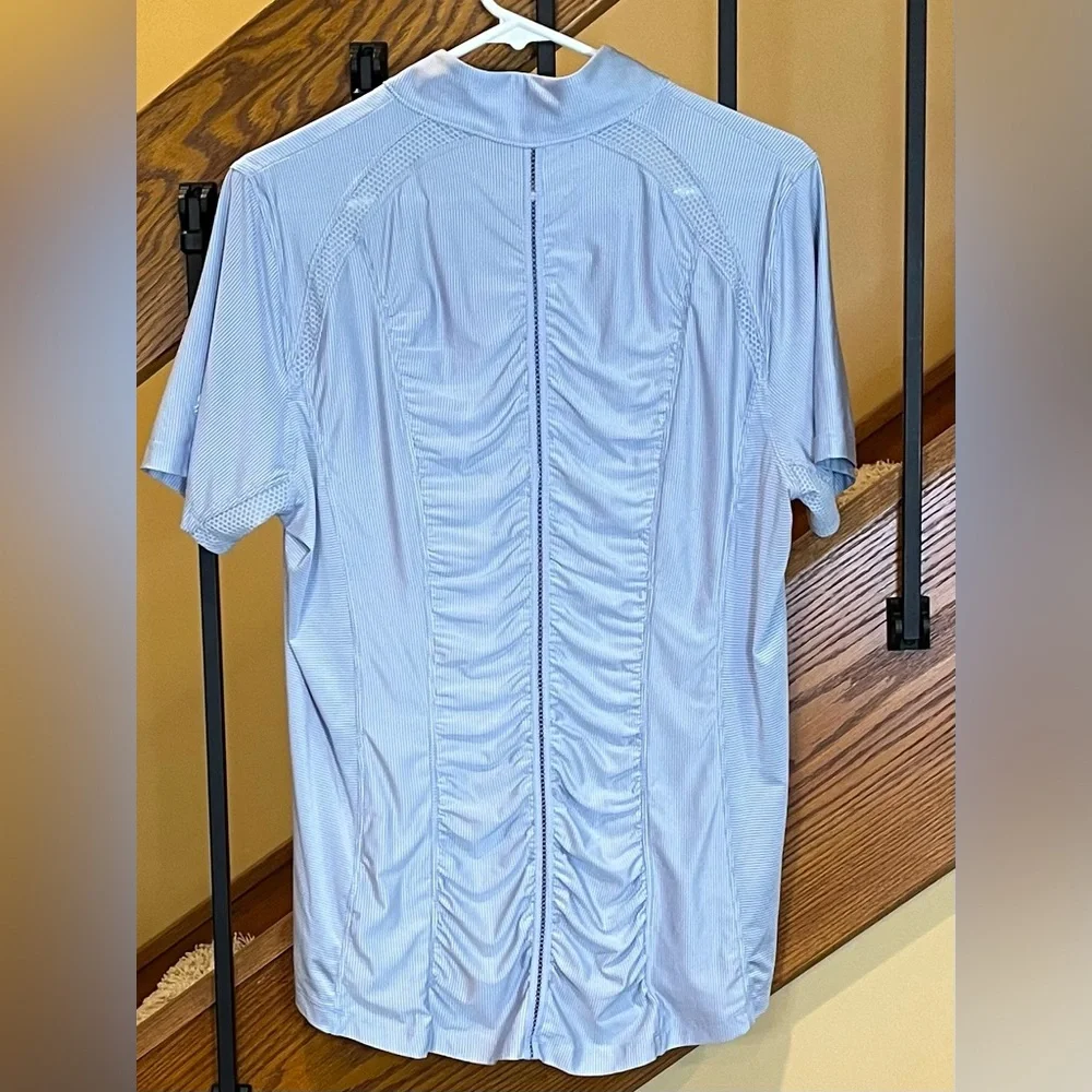 Goode Rider Perfect Sport Shirt 1/4 Zip mock Neck light Blue SZ. XLG equestrian - Picture 2 of 16